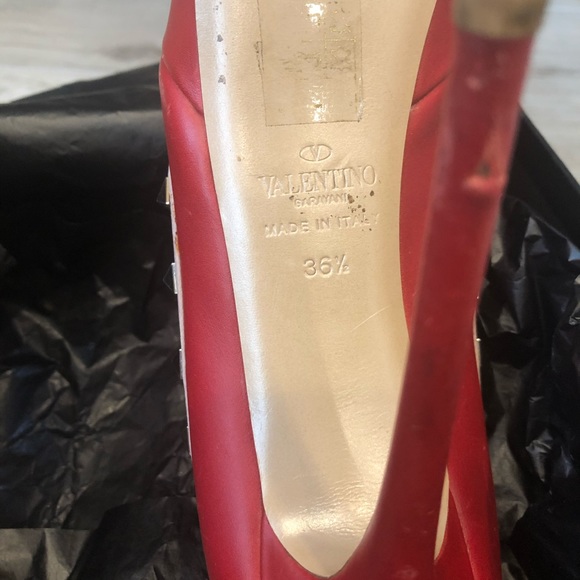 Valentino 5 inch high heel peep toe Red sz 36.5 - Picture 6 of 6